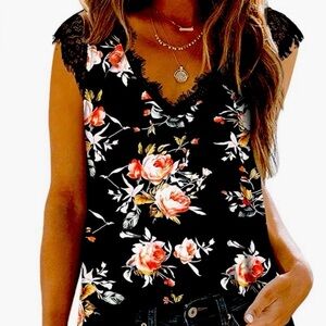 💕 So cute on! Loose Casual Sleeveless Tank Dressy Floral Print